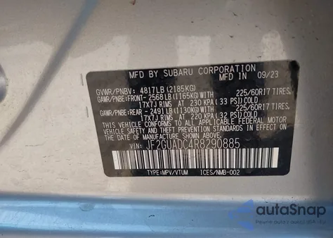 2024 Subaru Crosstrek Premium z USA, uszkodzony, nr VIN JF2GUADC4R8290885